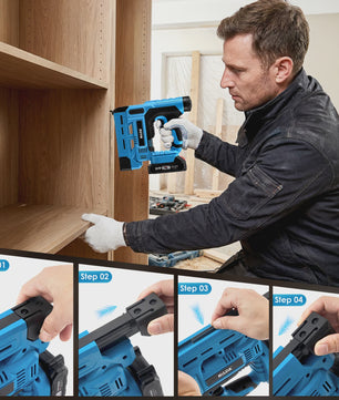 2In1 Electric Nail Gun 18GA Cordless Stapler Framing Nailer Tacker Woodworking Furniture Tool With 1000 Nails/Staples 2x Battery
