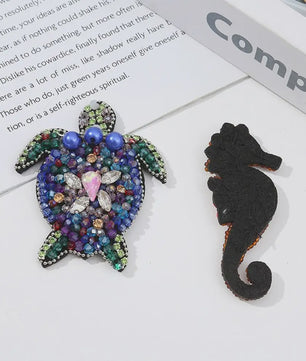 Handgemaakte Kralen Patches Zee Dieren - DIY Naaiaccessoires voor Kleding & Knutselprojecten