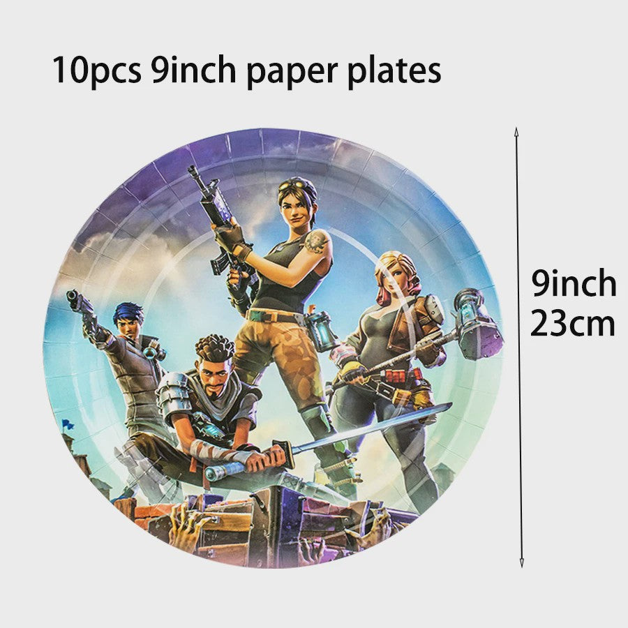 Fortnite Feestdecoratie Set: Beker, Bordjes, Tafelkleed & Meer voor Verjaardagen