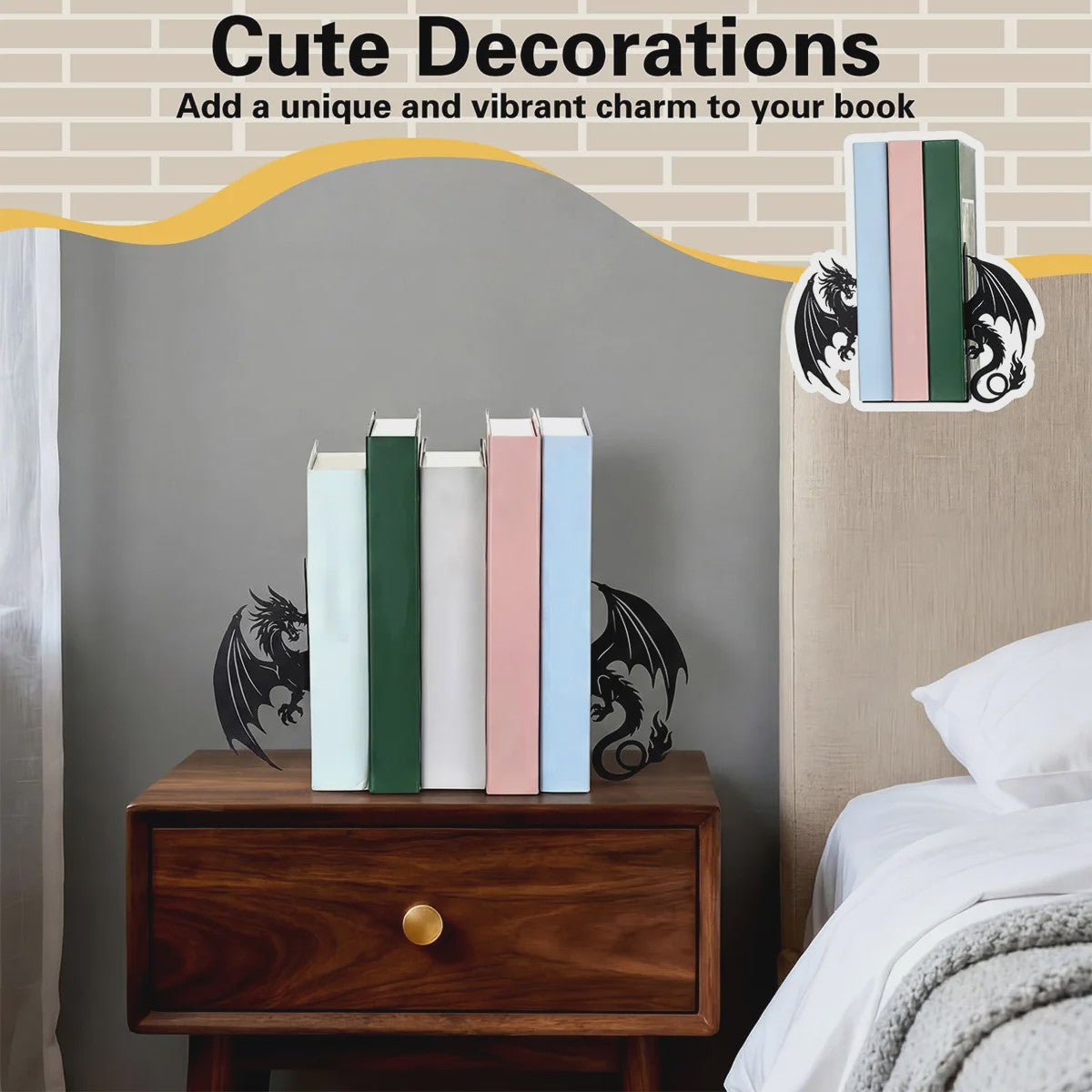 Draken Boekensteunen - Set van 2 - Wrought Iron - Decoratieve Boekenkast Organizer