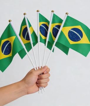 Mini Brazilië Handvlaggen aan Stok - Feest, Parade & Evenement Decoratie