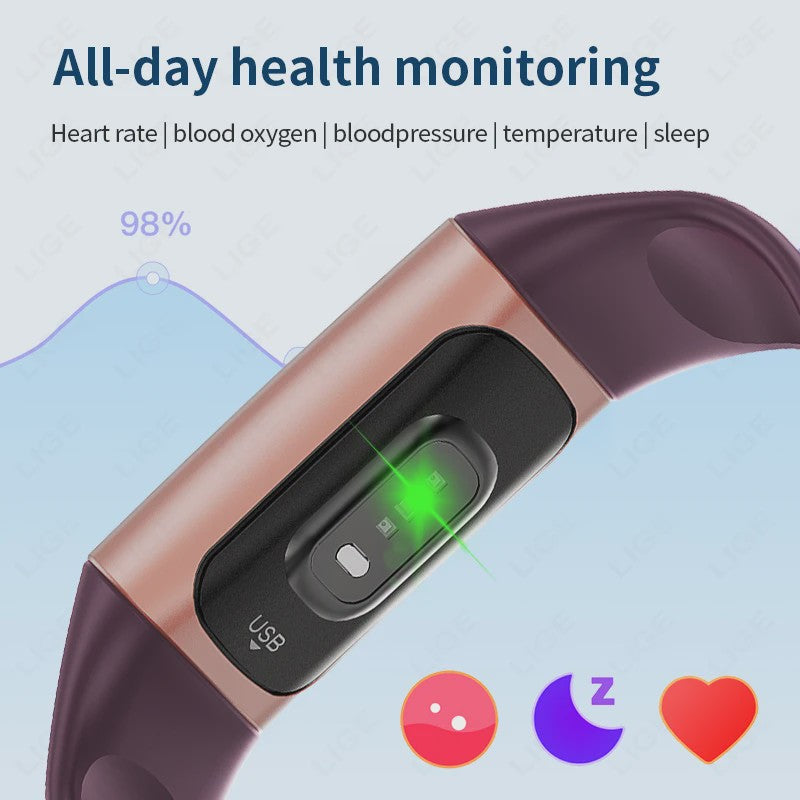 Smartwatch C68L: Fitness Tracker, Gezondheidsmonitor & Waterdichte Sport Armband voor Dames & Heren