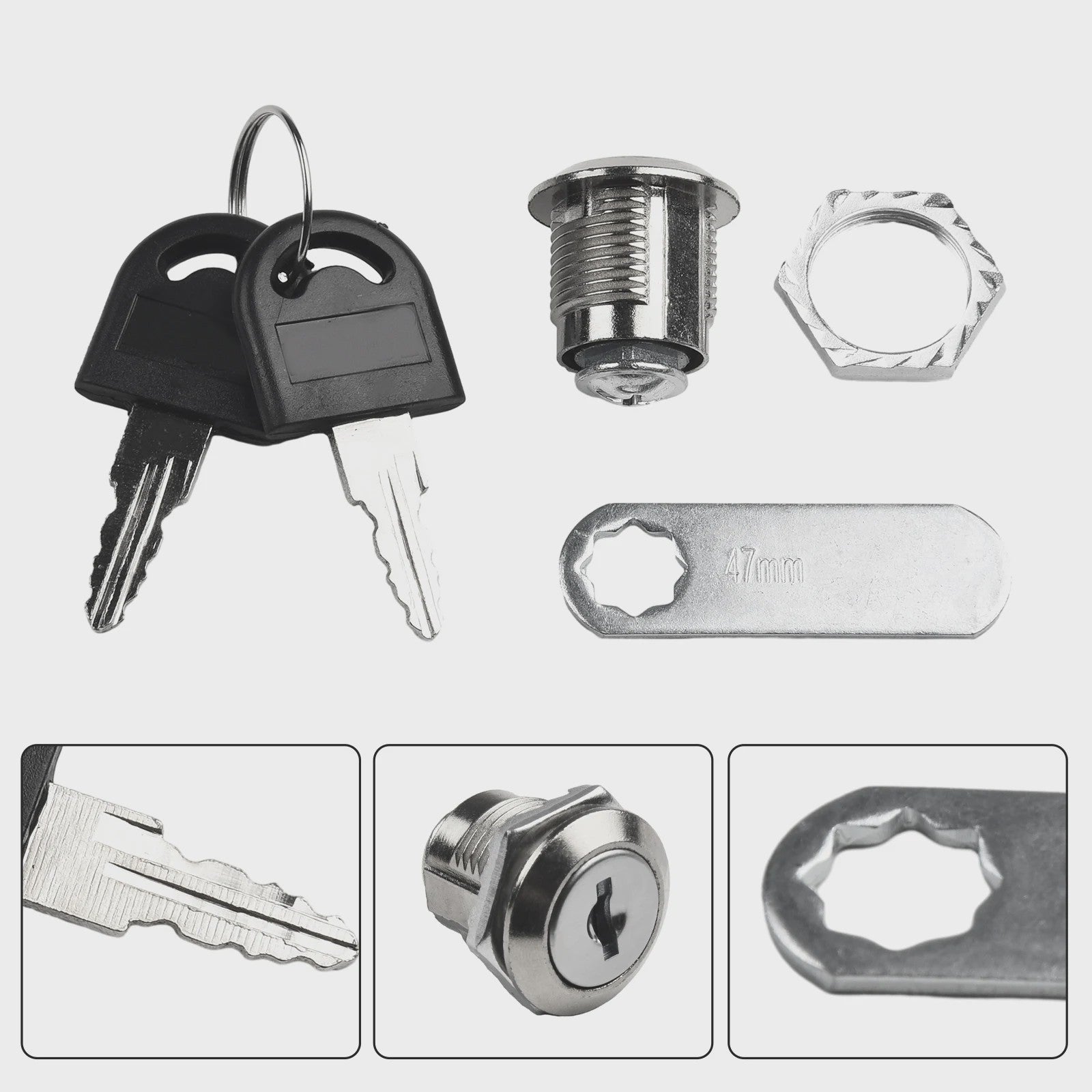 Veiligheidscam Lock Deurslot met Sleutels voor Kast, Lade, Brievenbus - 16/20/25/30mm