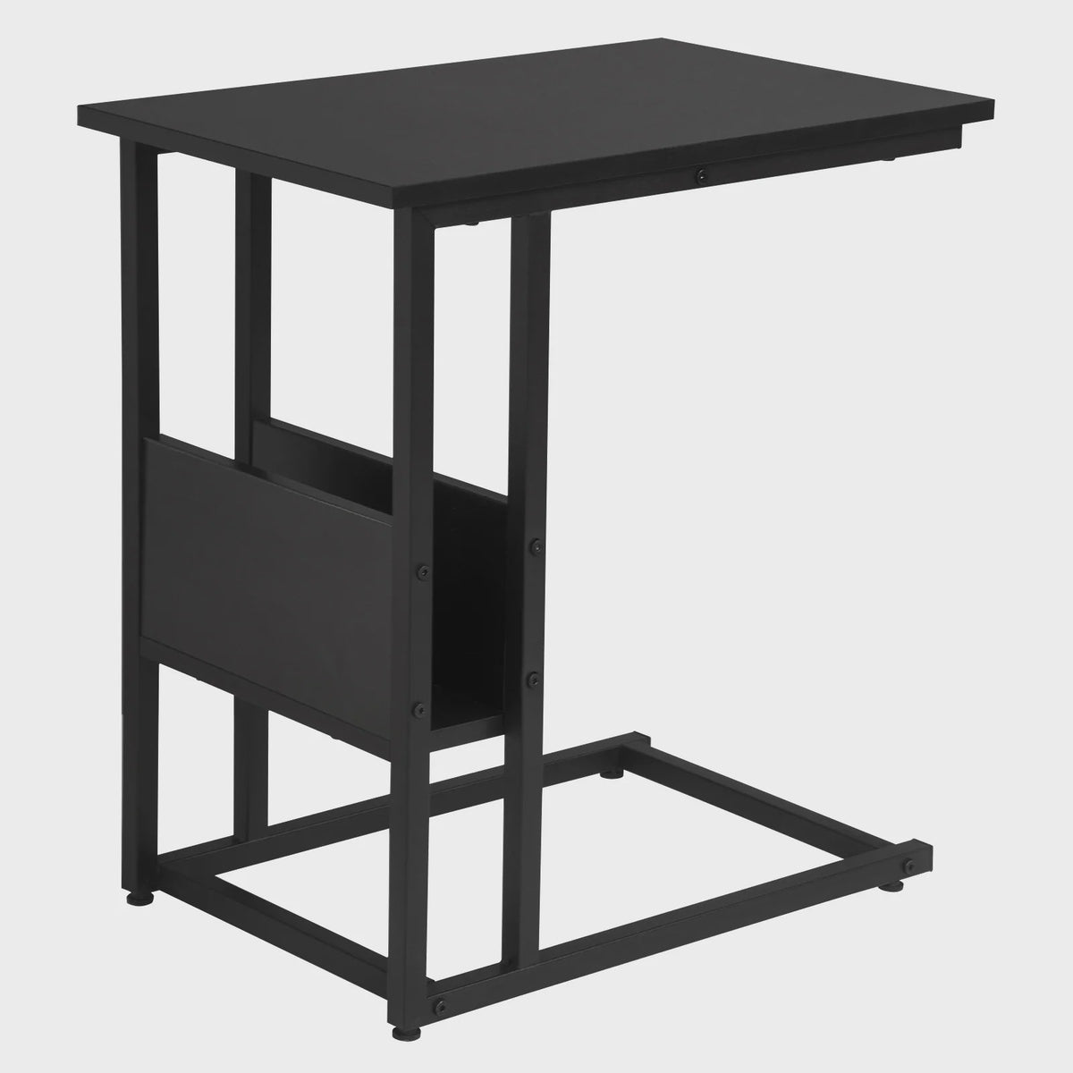 C-vormige bijzettafel met opbergvak - Metaal & MDF
