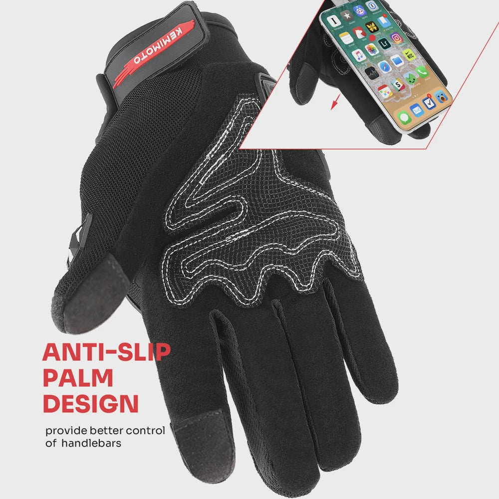 KEMIMOTO Zomer Motorhandschoenen met CE Knokkelbescherming en Touchscreen Functie