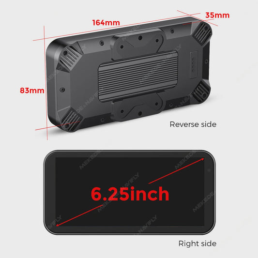 6.25" Motorfiets Navigatie & DVR met Draadloze CarPlay/Android Auto - Waterdicht IP67