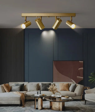 Moderne Gouden Plafondspot met 3 Draaibare Spots - Stijlvolle Woonkamer & Kledingkast Verlichting