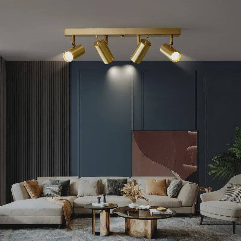 Moderne Gouden Plafondspot met 3 Draaibare Spots - Stijlvolle Woonkamer & Kledingkast Verlichting