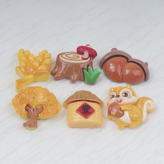 Herfst Cabochons: Eekhoorn, Tarwe & Meer - DIY Knutselaccessoires voor Kinderen