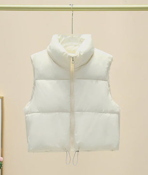 Dames Mouwloos Winter Vest - Warm & Stijlvol Gevuld Kort Jasje met Opstaande Kraag