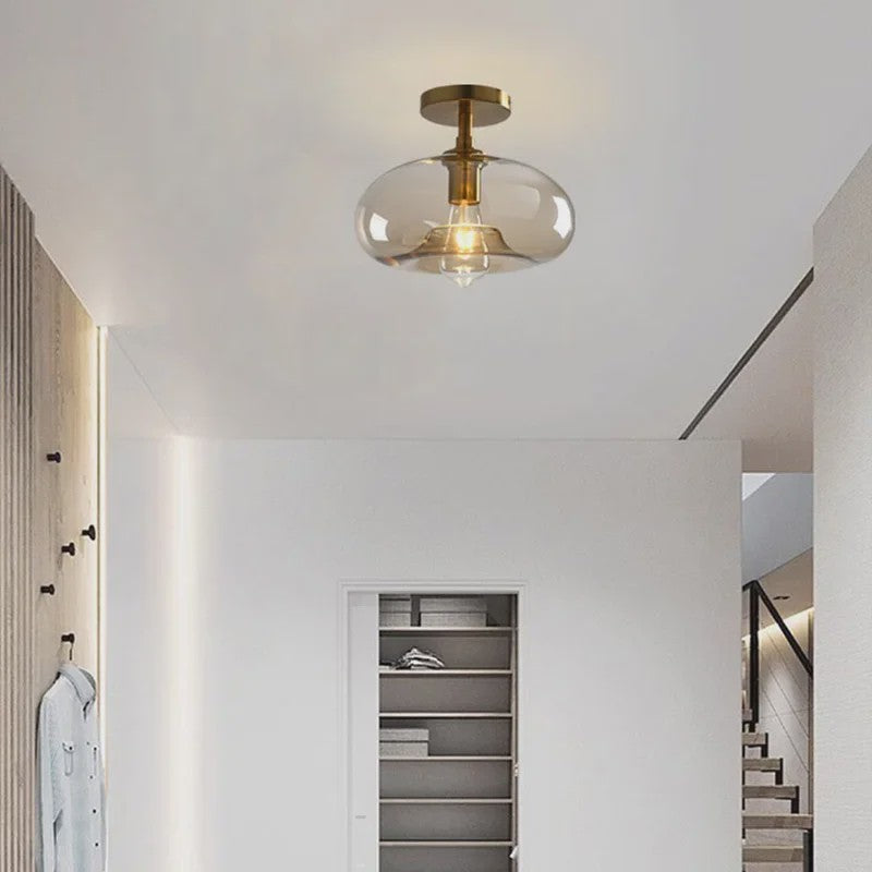 Moderne Glazen Plafondlamp met LED - Minimalistisch Design voor Hal, Slaapkamer, Balkon