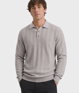Herentrui Polo Longsleeve Gebreid Faux Cashmere - Casual & Zakelijk