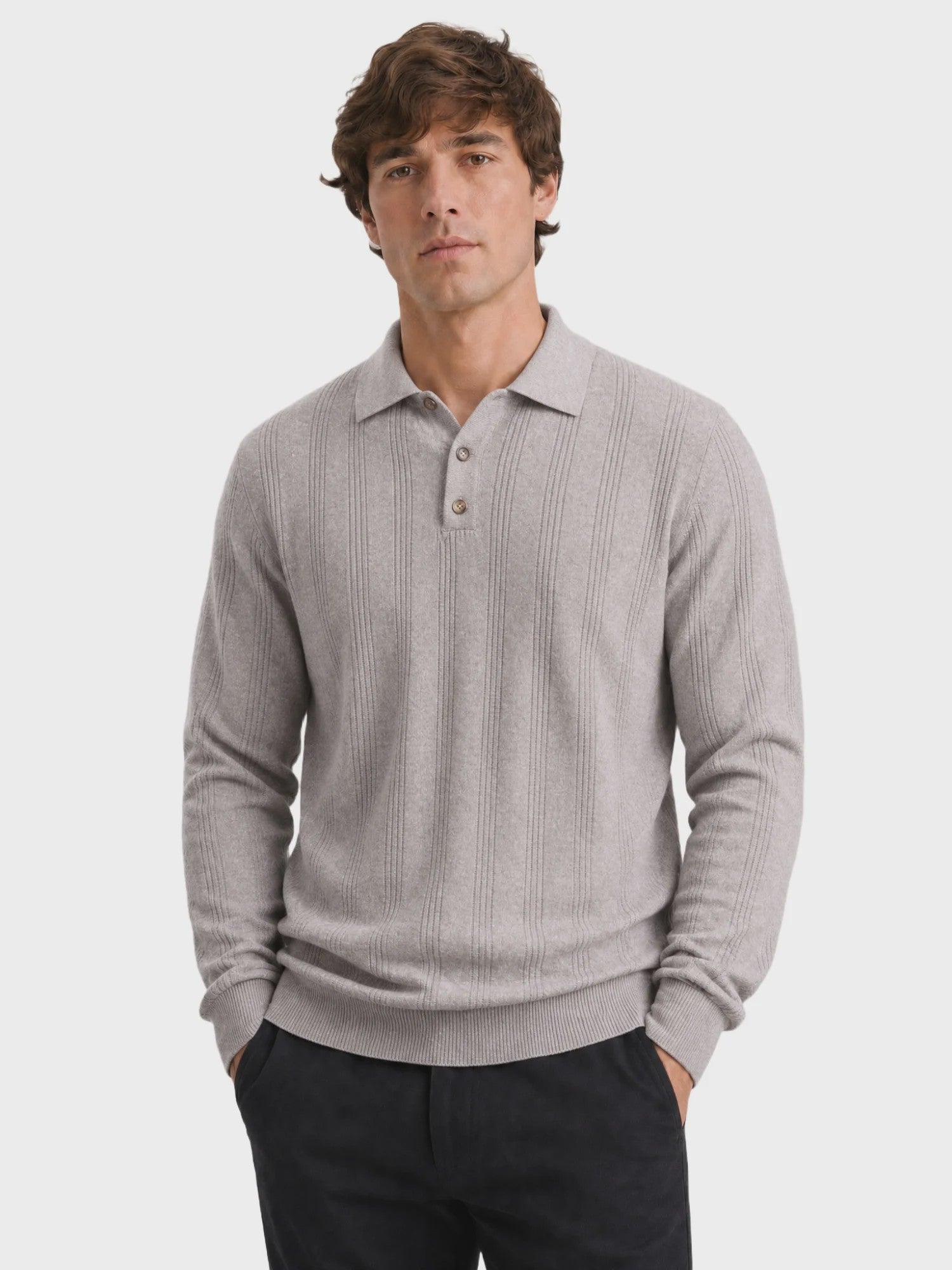 Herentrui Polo Longsleeve Gebreid Faux Cashmere - Casual & Zakelijk