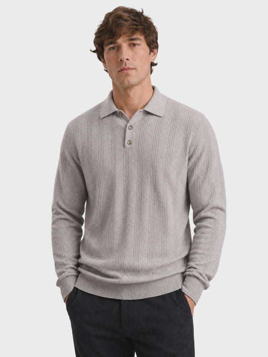Herentrui Polo Longsleeve Gebreid Faux Cashmere - Casual & Zakelijk