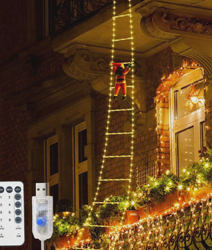 Kerstman Klimladder LED Verlichting - 1.5/3M - USB Plug - 8 Modi