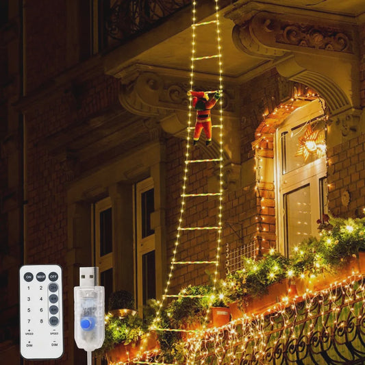 Kerstman Klimladder LED Verlichting - 1.5/3M - USB Plug - 8 Modi