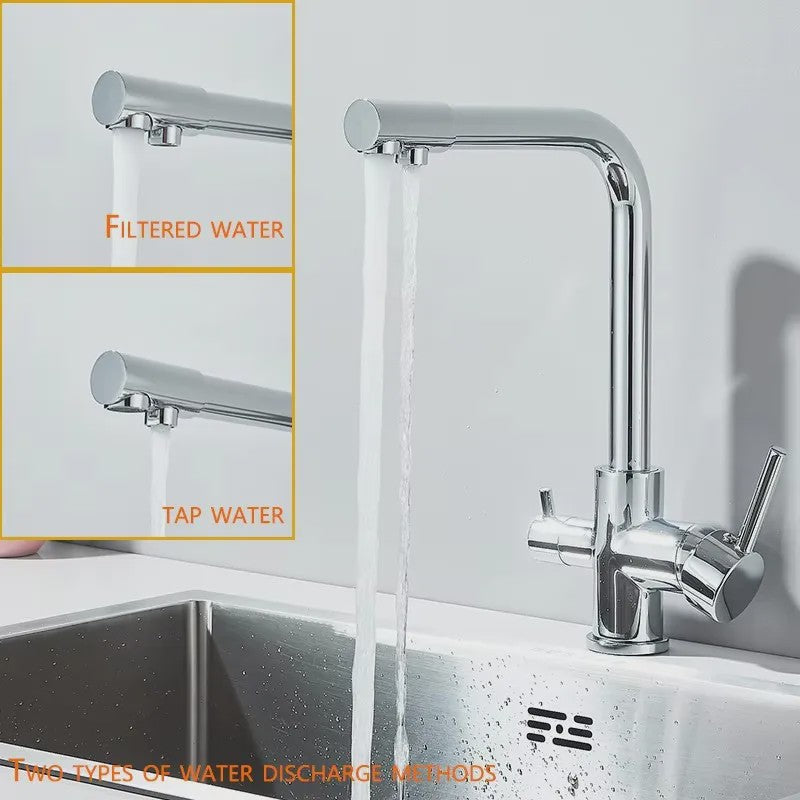 Keukenmengkraan met Dubbele Uitloop: Filterkraan voor Drinkwater & Warm/Koud Water