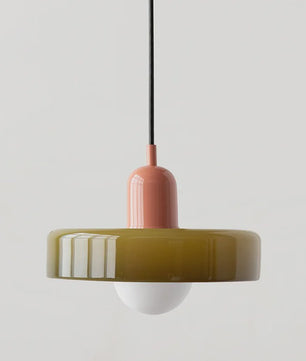 Nordic Bauhaus Hanglamp - Retro Glas & Kleurrijke Kap voor Woonkamer, Eetkamer, Bar