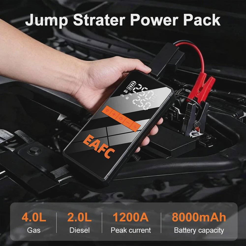 EAFC 4-in-1 Auto Startkabel Compressor: Jump Starter, Powerbank, Bandenpomp & LED
