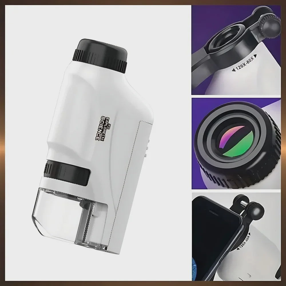 Draagbare Kinder Microscoop 60-120x met LED Licht - Ontdek de Wetenschap!