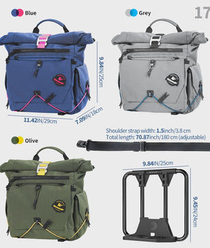 Rhinowalk Vouwfiets Tas 17L Quick-Release Stuur- of Mandtas met Ondersteuningsplaat