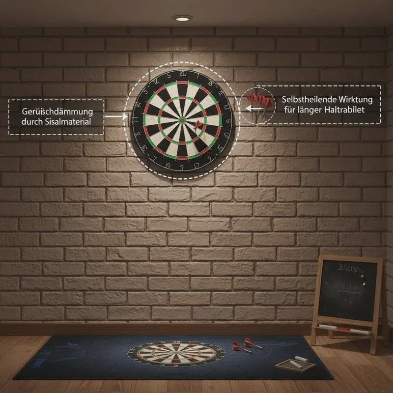 Professioneel Sisal Dartbord met 6 Darts - Toernooi Kwaliteit voor Huis, Bar & Recreatie