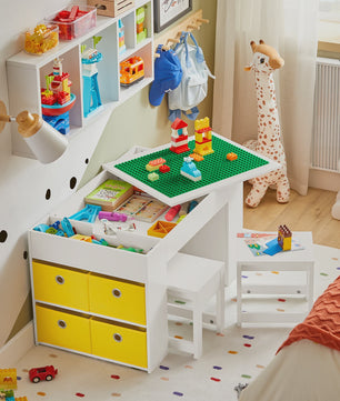 Kinder Speeltafel met 2 Stoelen en Opbergruimte - Wit