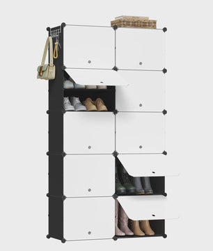 WOLTU Schoenenkast met 10 Vakken - Ruime Opbergkast voor 40 Paar Schoenen (94x180x36.5cm)