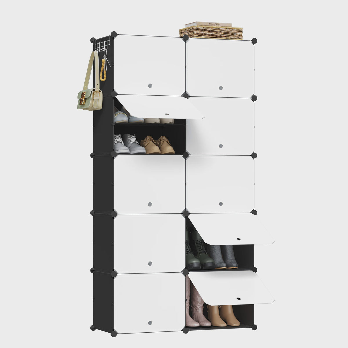 WOLTU Schoenenkast met 10 Vakken - Ruime Opbergkast voor 40 Paar Schoenen (94x180x36.5cm)