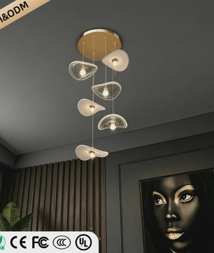 Luxe Glazen Trappenhuis Hanglamp - Moderne Lange Plafondlamp met Meerdere Pendels