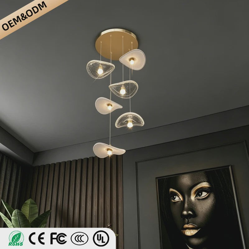 Luxe Glazen Trappenhuis Hanglamp - Moderne Lange Plafondlamp met Meerdere Pendels