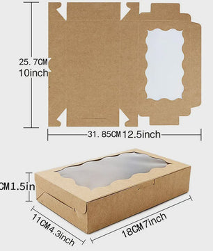 Set van 10/20 Kraft Papieren Doosjes met Venster voor Gebak, Chocolade & Cadeaus