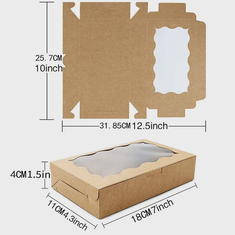 Set van 10/20 Kraft Papieren Doosjes met Venster voor Gebak, Chocolade & Cadeaus
