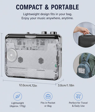 Draagbare Cassette Speler & MP3 Converter - USB Opname & Radio Functie