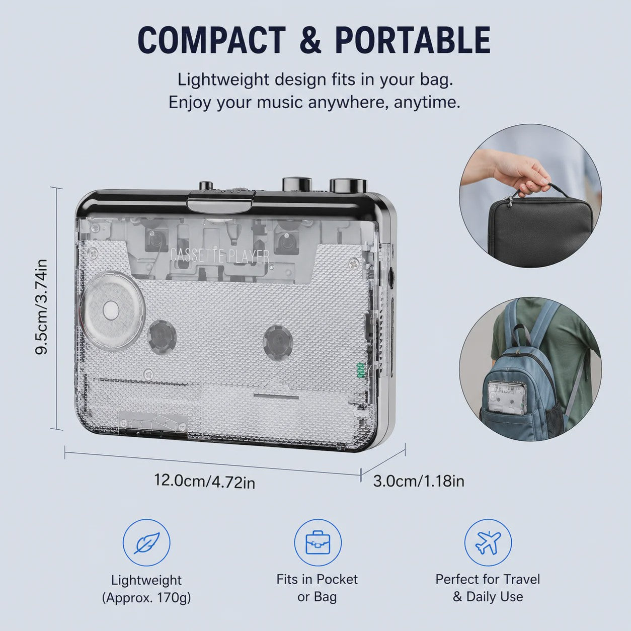 Draagbare Cassette Speler & MP3 Converter - USB Opname & Radio Functie