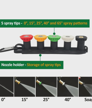 Hogedrukreiniger Pistool & Schuimkanon Kit met 1/4" Snelkoppeling en M22-14 Adapter