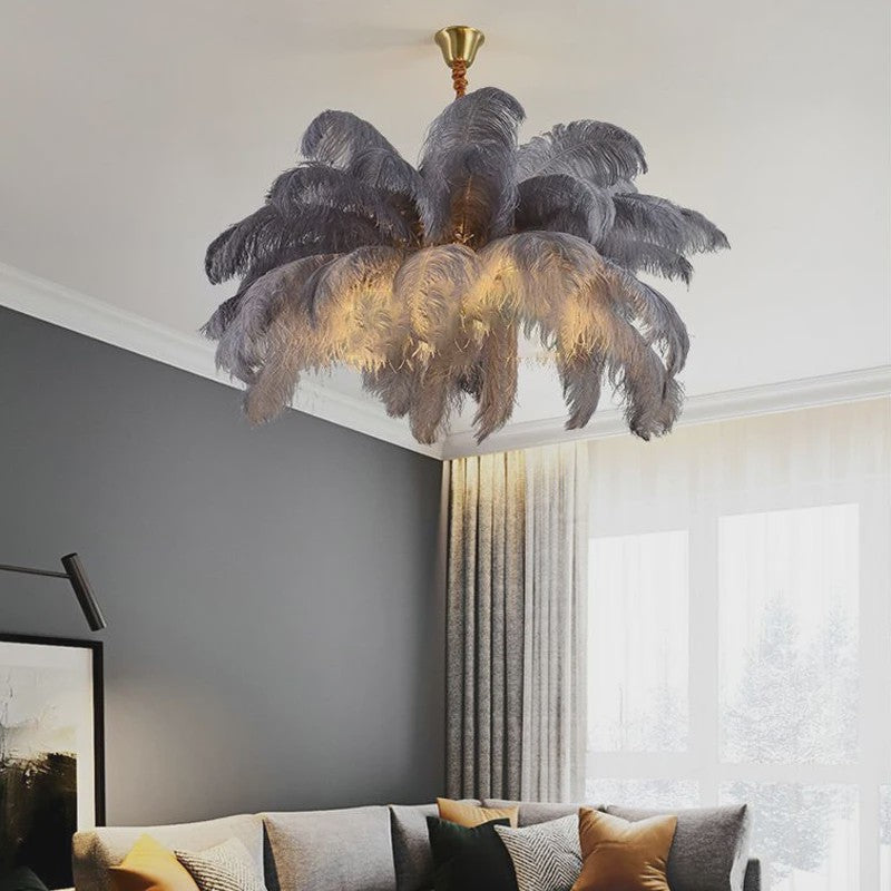 Luxe Struisvogelveer Hanglamp LED - Sfeervolle Verlichting voor Woonkamer & Slaapkamer