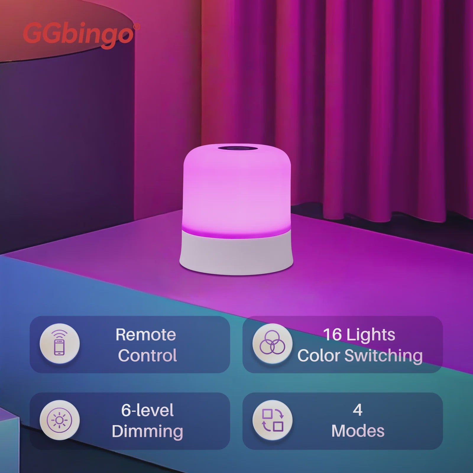 RGB Sfeerverlichting Tafellamp - Oplaadbaar met Afstandsbediening & Touch Bediening