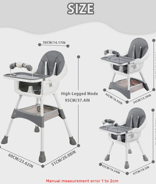 Draagbare Kinderstoel 4-in-1: Eten, Spelen & Converteren met Dubbele Plateaus en Speelgoedrek