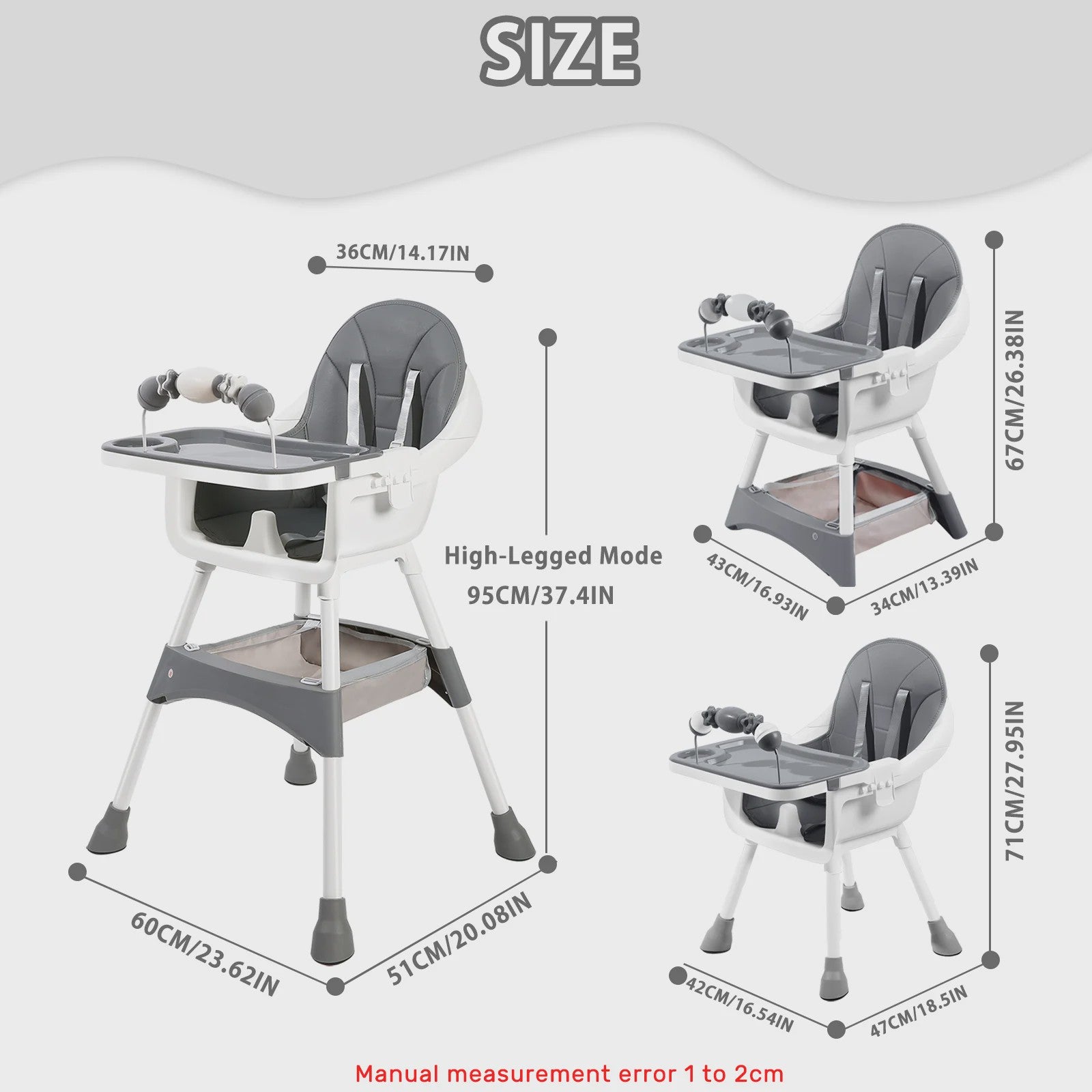 Draagbare Kinderstoel 4-in-1: Eten, Spelen & Converteren met Dubbele Plateaus en Speelgoedrek