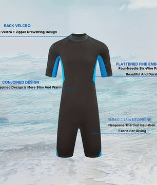 Heren Wetsuit 3mm Neopreen Korte Mouw - Duiken, Surfen & Watersport