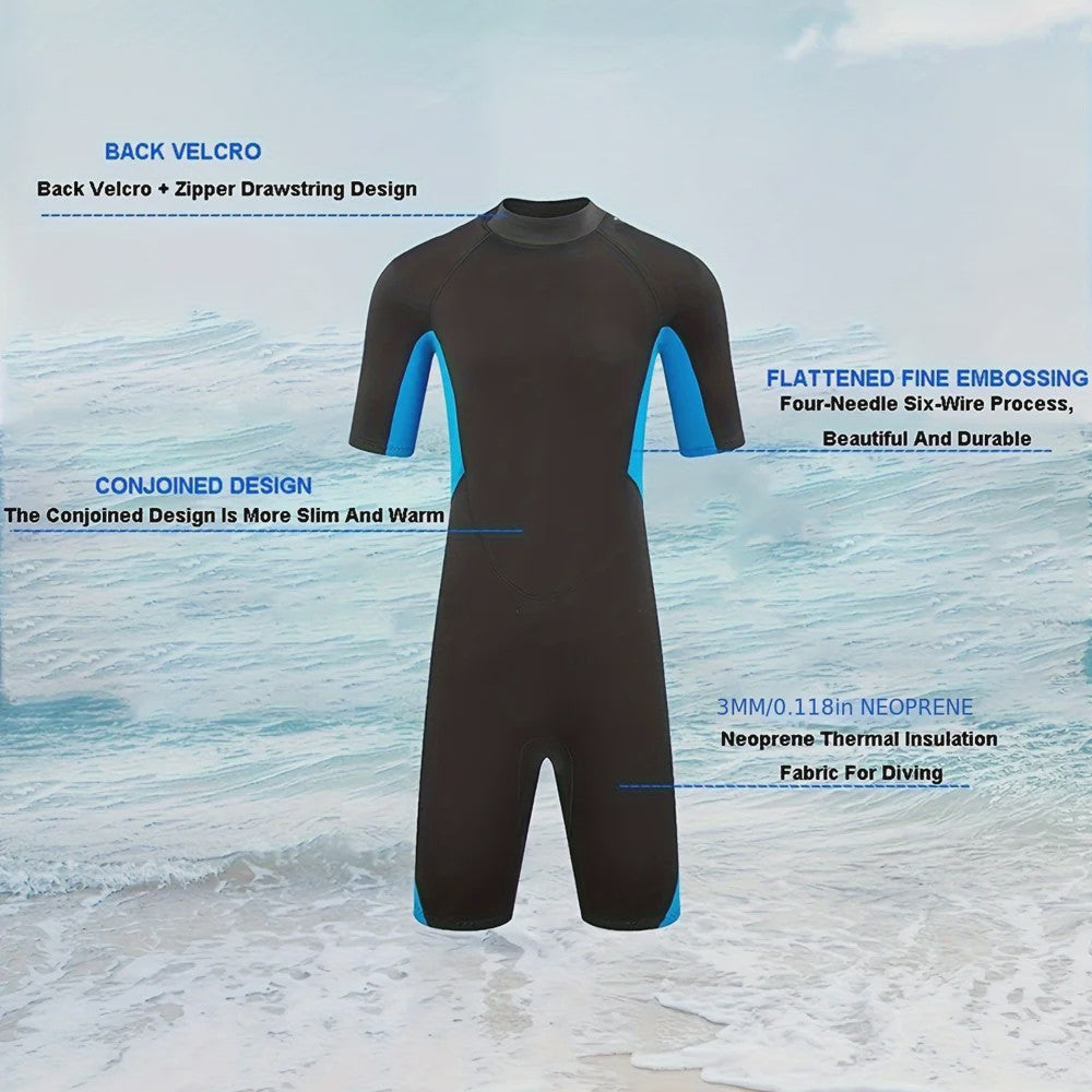 Heren Wetsuit 3mm Neopreen Korte Mouw - Duiken, Surfen & Watersport