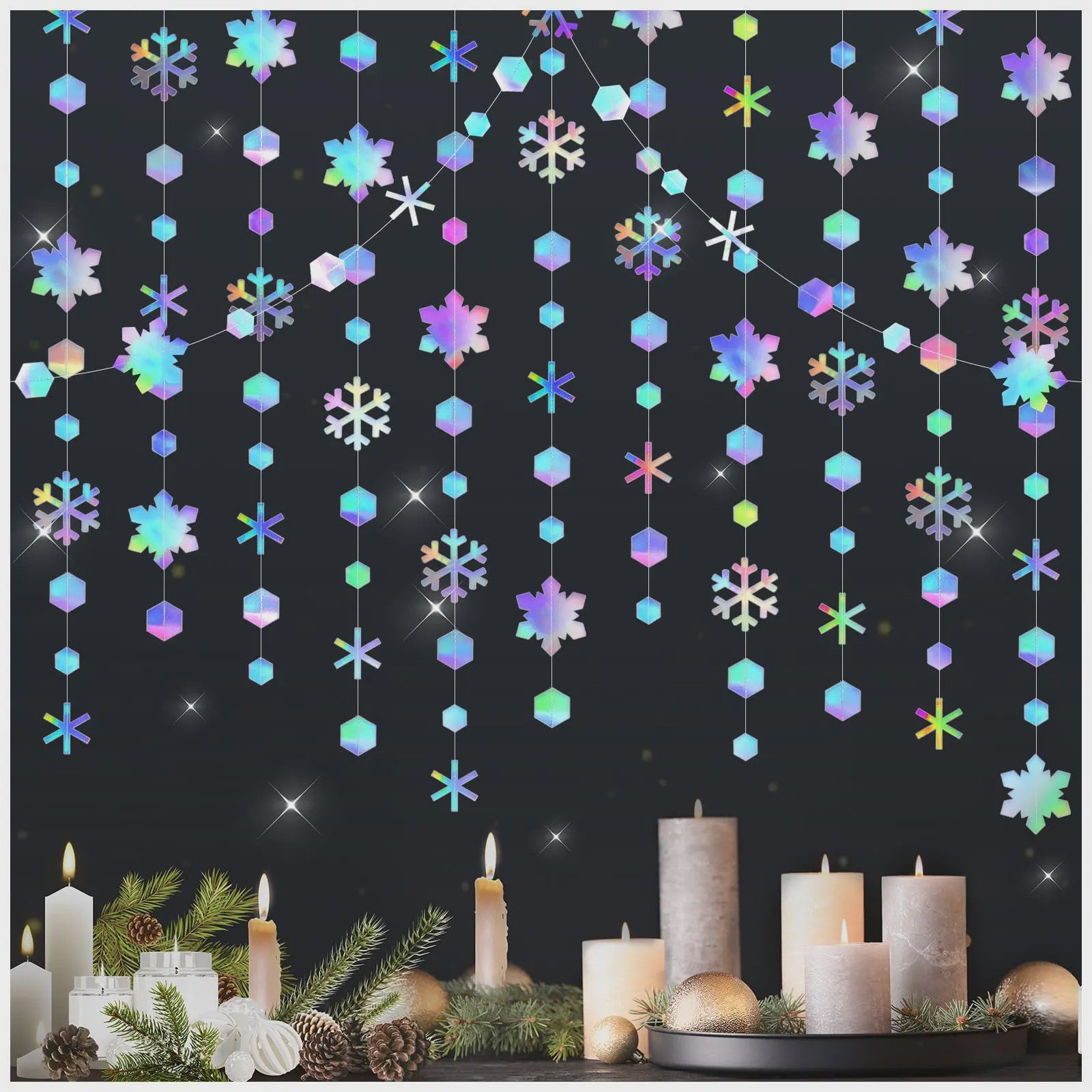 Iridescent Sneeuwvlok Slirngen - 4/8/12/16 Meter Decoratie voor Feestjes