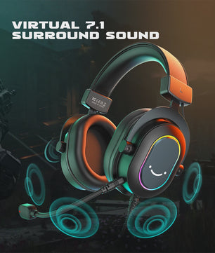 FIFINE H6 Gaming Headset: Virtueel 7.1 Surround Sound, RGB, USB, Microfoon & EQ Modes