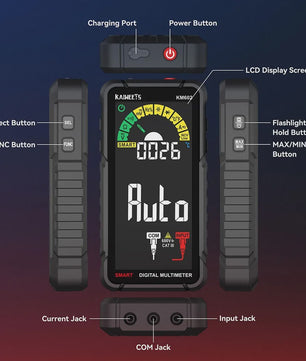 KAIWEETS KM601S/KM602 Digitale Multimeter: Smart & Manual, True-RMS, 10000/6000 Counts, Zaklamp