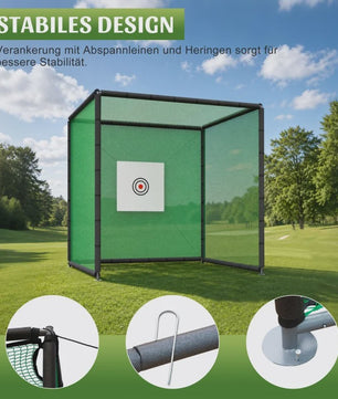 Golf Oefennet 300x300x300 cm met Mat, Balstand en Stalen Frame