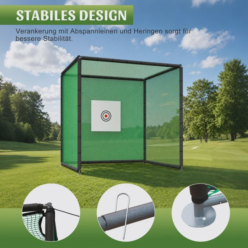 Golf Oefennet 300x300x300 cm met Mat, Balstand en Stalen Frame