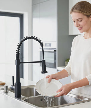 Keukenmengkraan met Uittrekbare Spuitkop - 360° Draaibaar, RVS, Warm & Koud Water