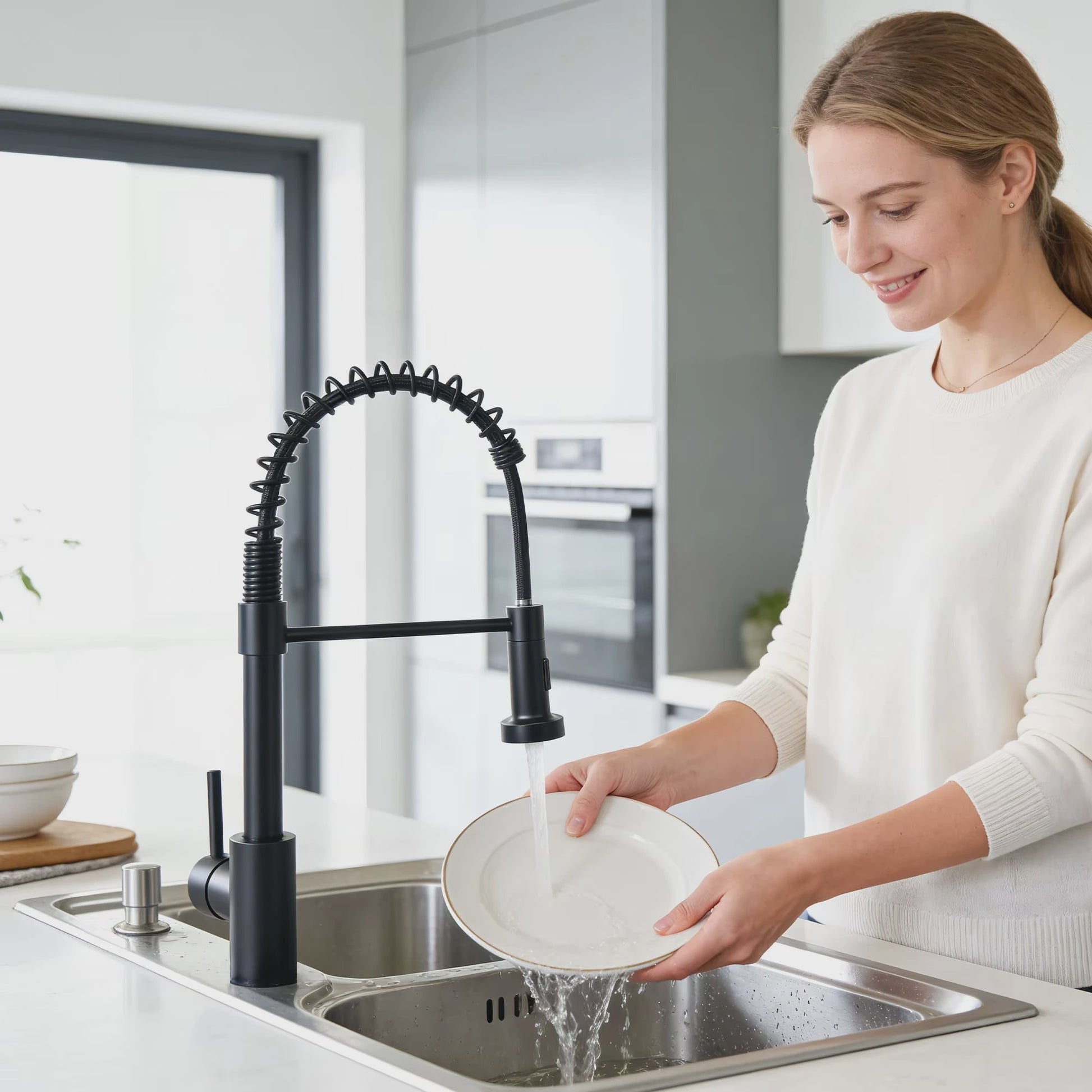 Keukenmengkraan met Uittrekbare Spuitkop - 360° Draaibaar, RVS, Warm & Koud Water