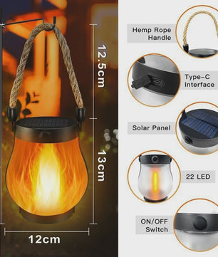 Zonne-energie Vlam Lantaarn - Sfeervolle Decoratie voor Tuin, Terras & Camping
